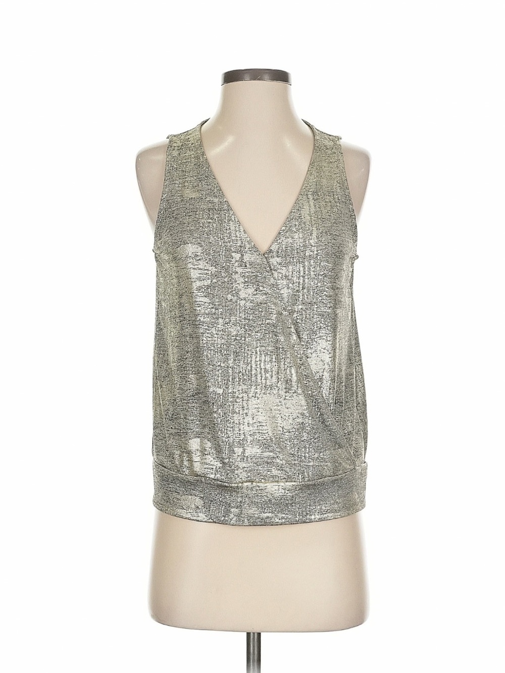 Anthropologie Metallic Wrap-Style V-Neck Tank Top